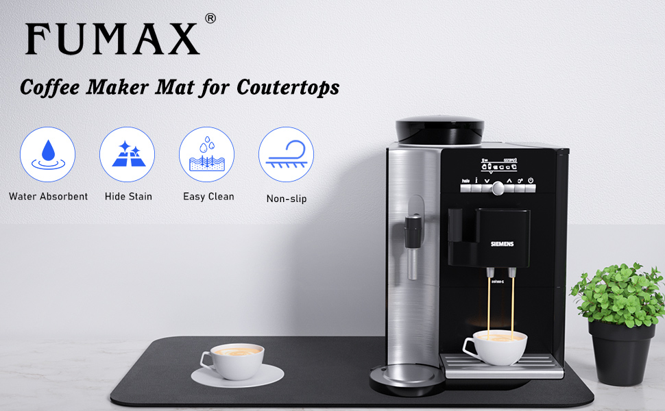 FUMAX Coffee Mat 12x20”, Absorbent Hide Stain Coffee Bar Mat for