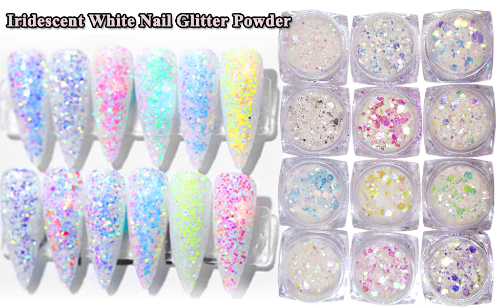white bunny heart stars butterfly chrome nail powder acrylic glitter decorations