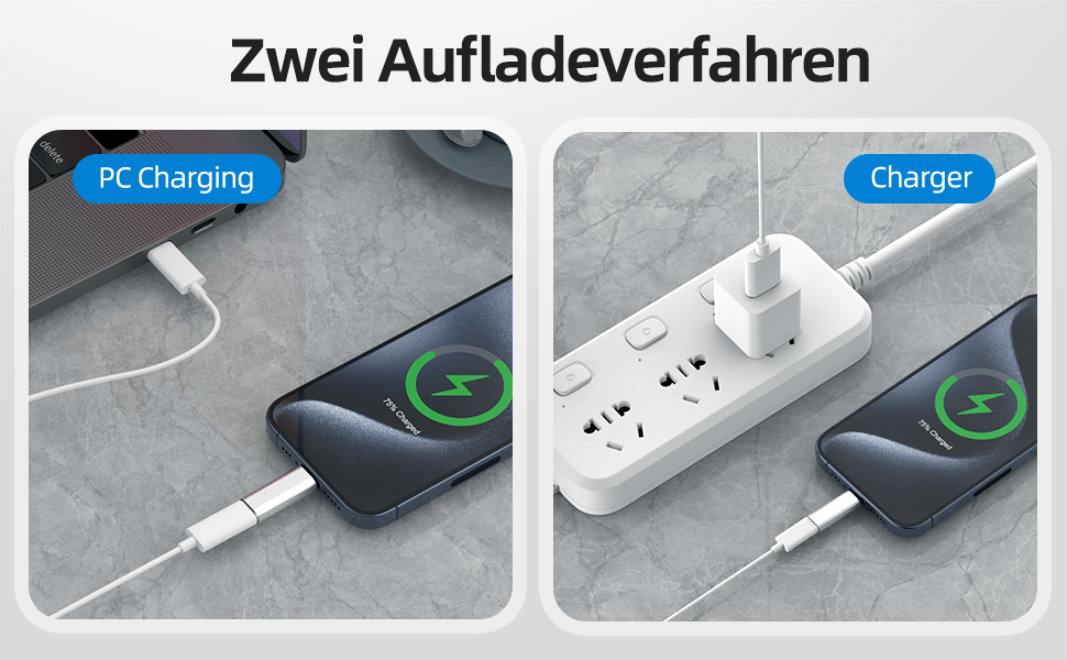 BabyElf USB C Adapter Lightning auf USB Typ C LadekabelAdapter für