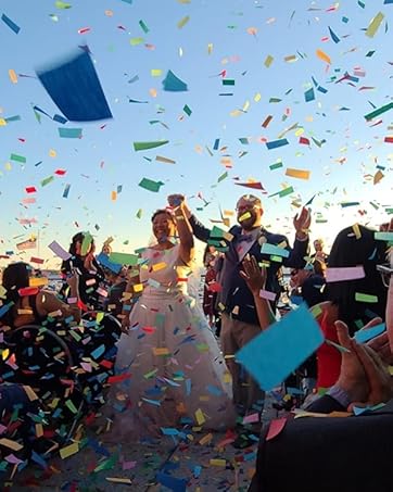 Multicolor confetti cannons