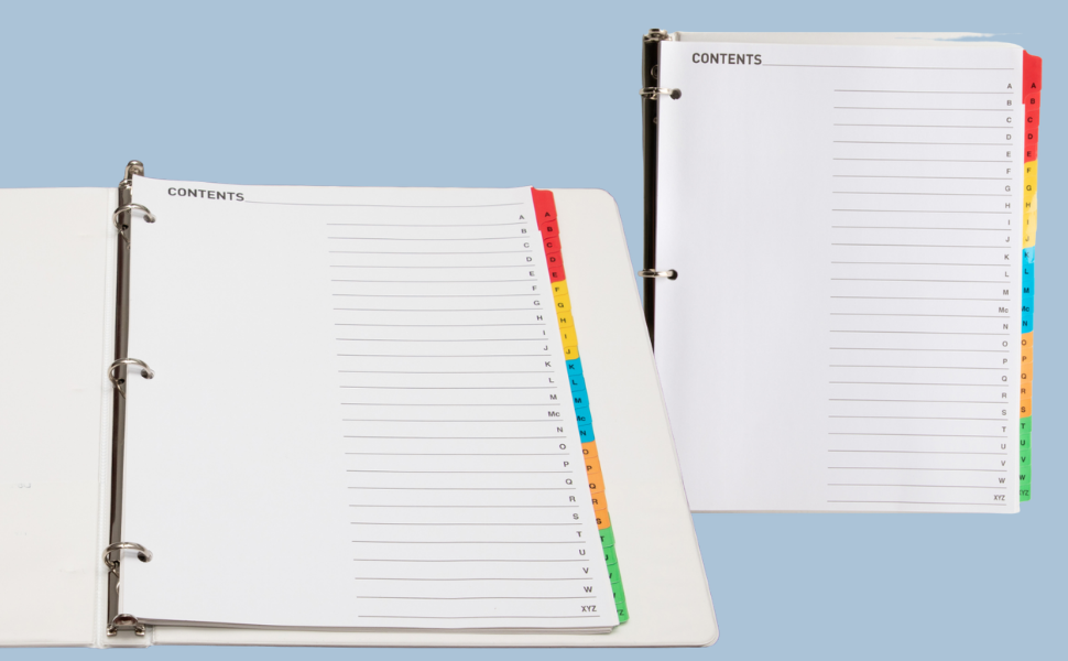 1InTheOffice 3 Ring Binder Dividers, AZ Dividers, ABC