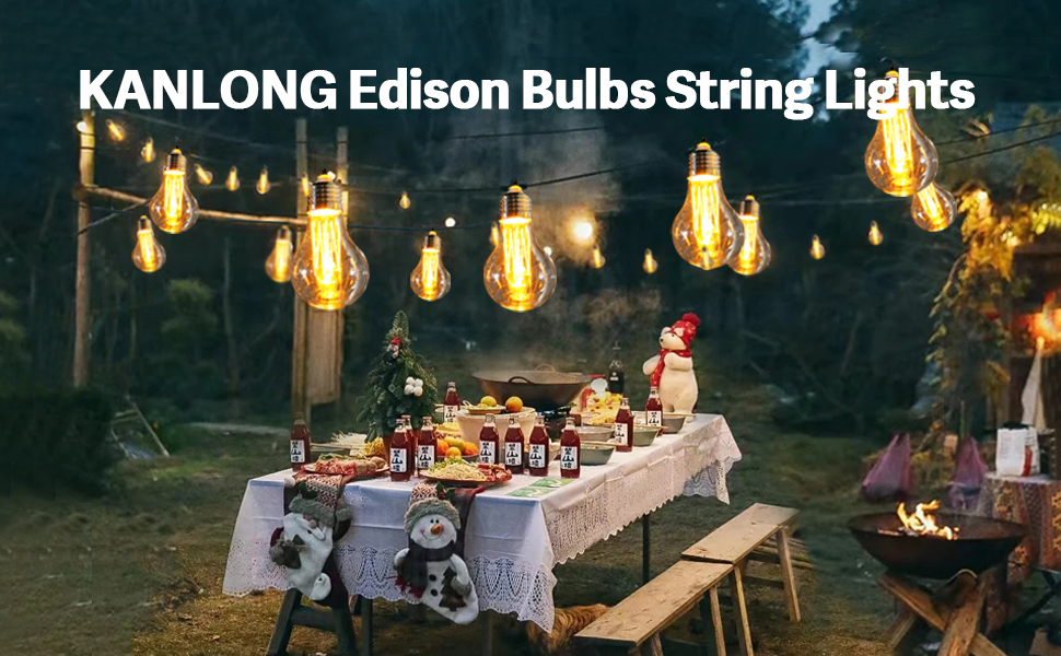 KANLONG 10 A19 Edison Bulbs String Lights Battery Operated