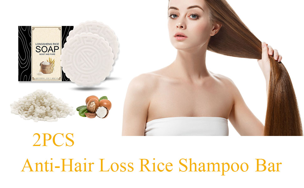 2Pcs Originpro AntiHair Loss Rice Shampoo Bar,Shampoo Soap