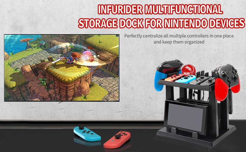 INFURIDER Multifunctional Storage Stand for Nintendo Switch Tower Holder Bracket for