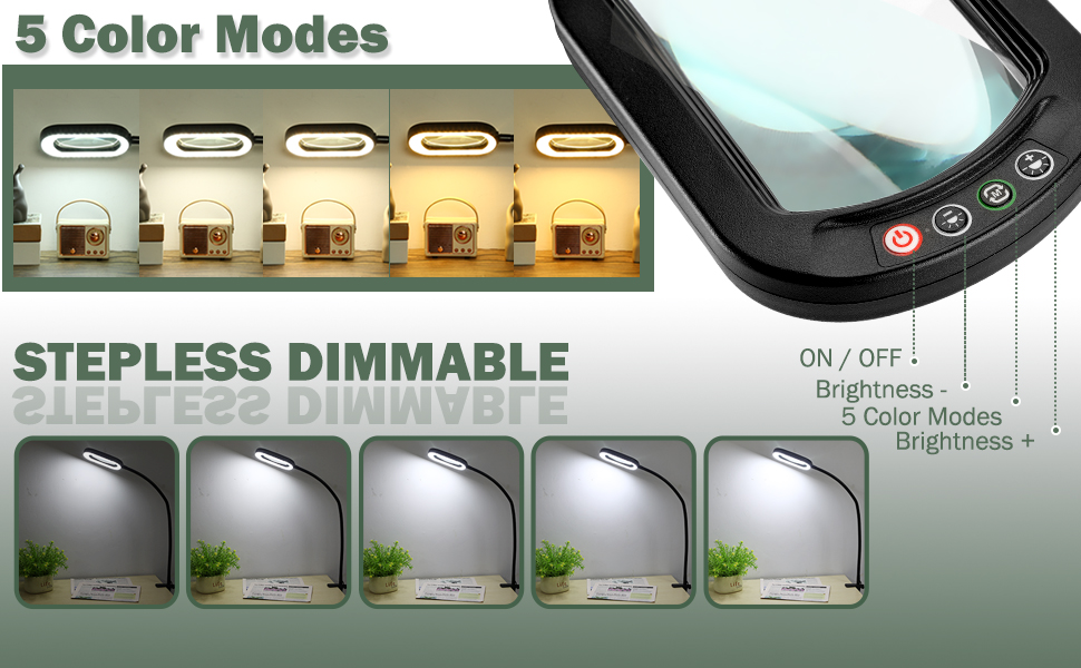 Magnifying Glass with Light and Clamp