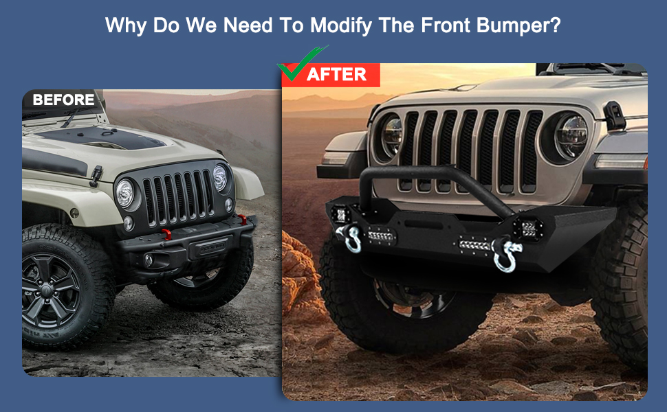 Peforway Off Road Bumper Combo Compatible with Jeep