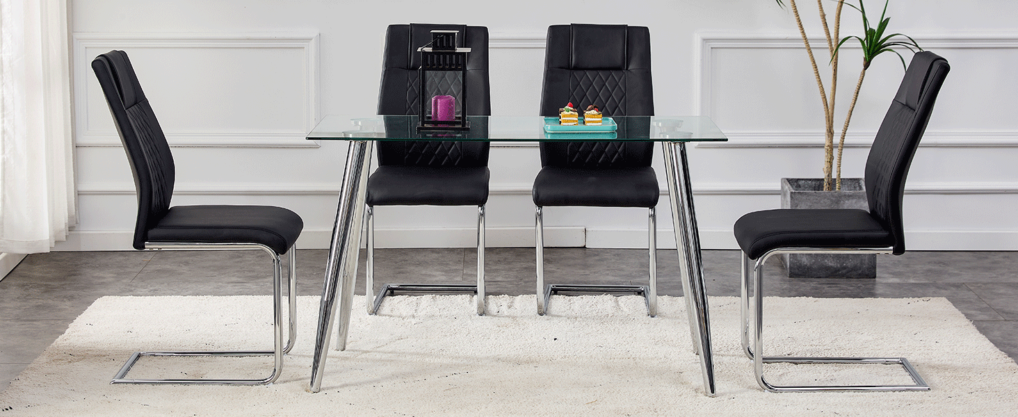 MEMUY Dining Chairs Set 2, High Back Black Kitchen Chairs