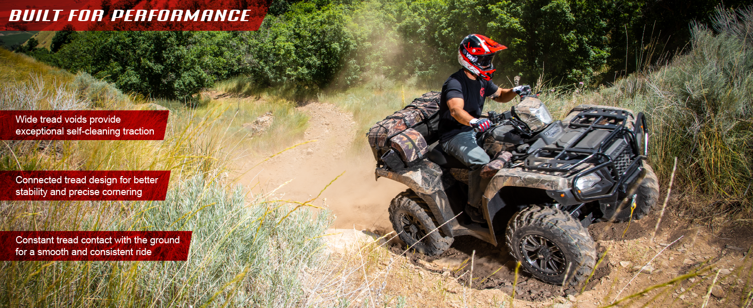 ATV on steep trail with Tusk Mud Force tires