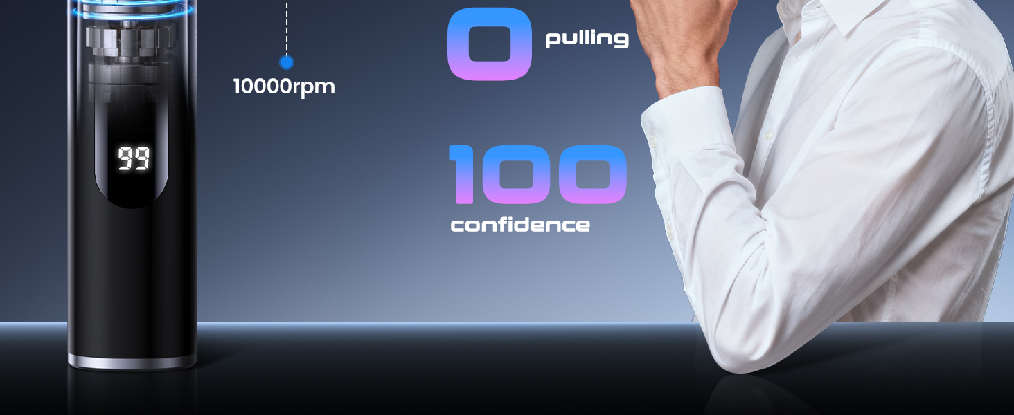 Portable nose and ear trimmer with LED display for daily grooming