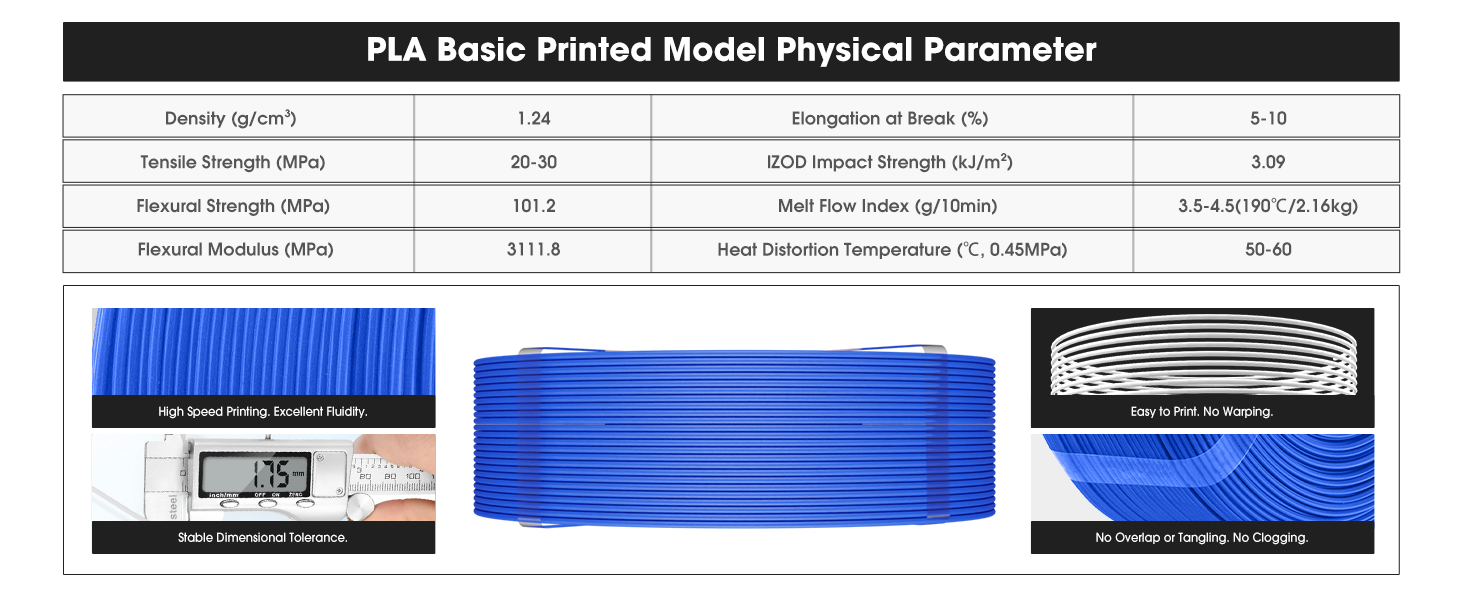 eSUN PLA Basic Refilament 1.75mm, 3D Printer Refill High Speed PLA for Fast Printing, 1KG per Roll, 4 Rolls Spoolless 3D Printing Filament for High Speed 3D Printers, White 11 PLA Basic Refill