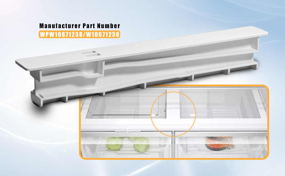 W10671238 Fridge Crisper Drawer Center Rail Compatible with