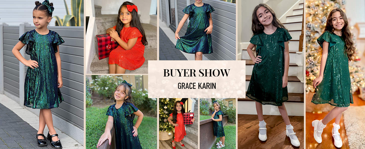 girls green sequin dress for christmas party