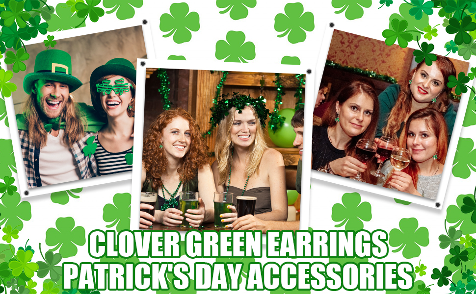 St Patricks Day Shamrock Earrings for Women