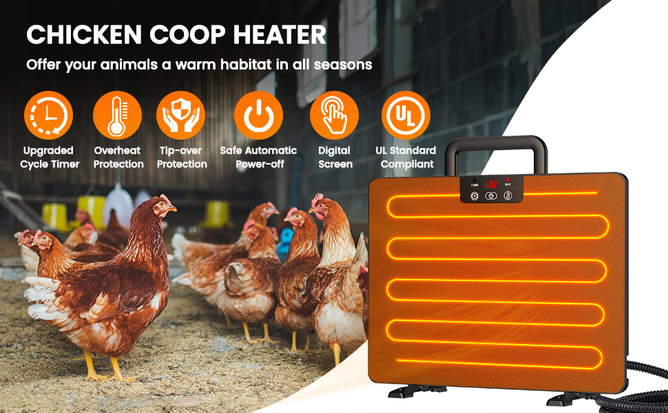 Keten Chicken Coop Heater, 100/200 Watts Radiant Heat