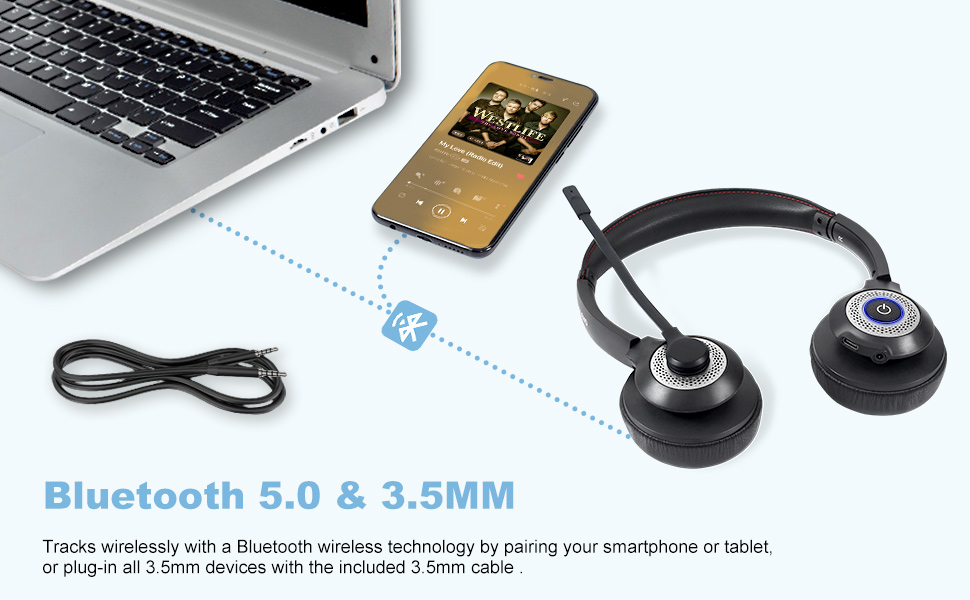 Bluetooth Headset with Microphone Wireless Headphones