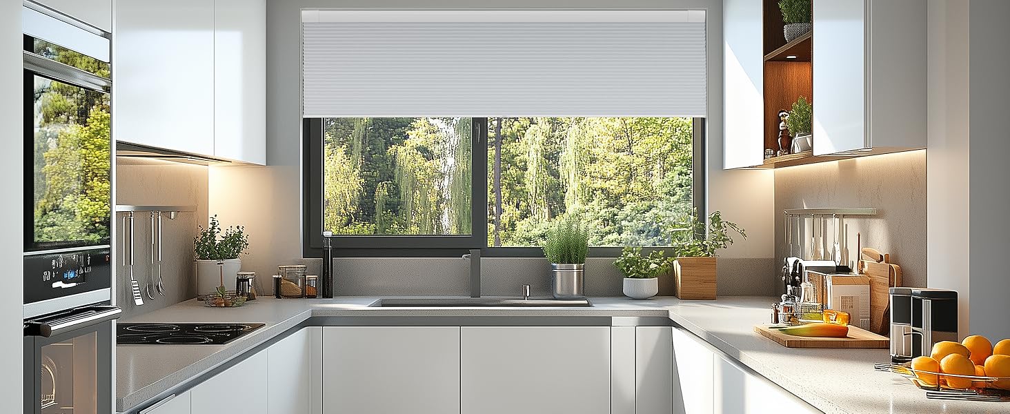 BERISSA No Drill No Tools Light Filtering Cellular Shades