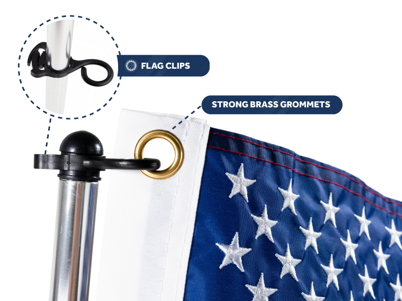 Five Oceans Pontoon Flag Pole Socket with Flag, Boat Flag