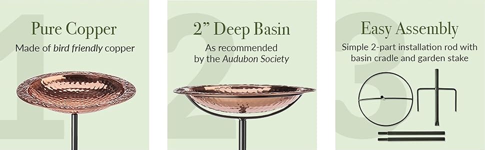 pure copper bird bath birdbaths easy assembly garden stake