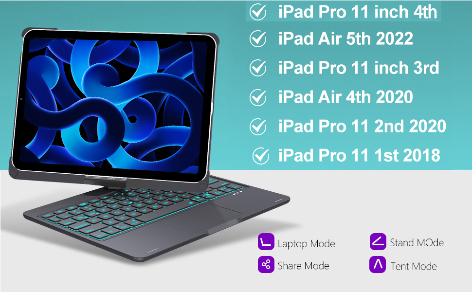 KVAGO iPad Pro 11 inch Case with Keyboard, iPad Air 5th