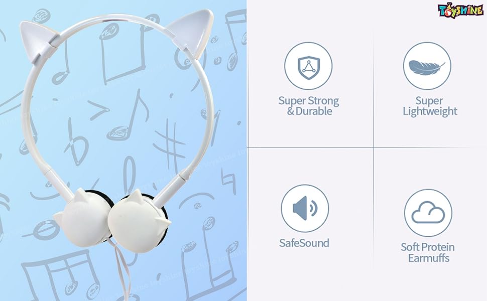 Toyshine Cat Design Headphone, Stereo with Mic Earphone, Stylish Headphones
