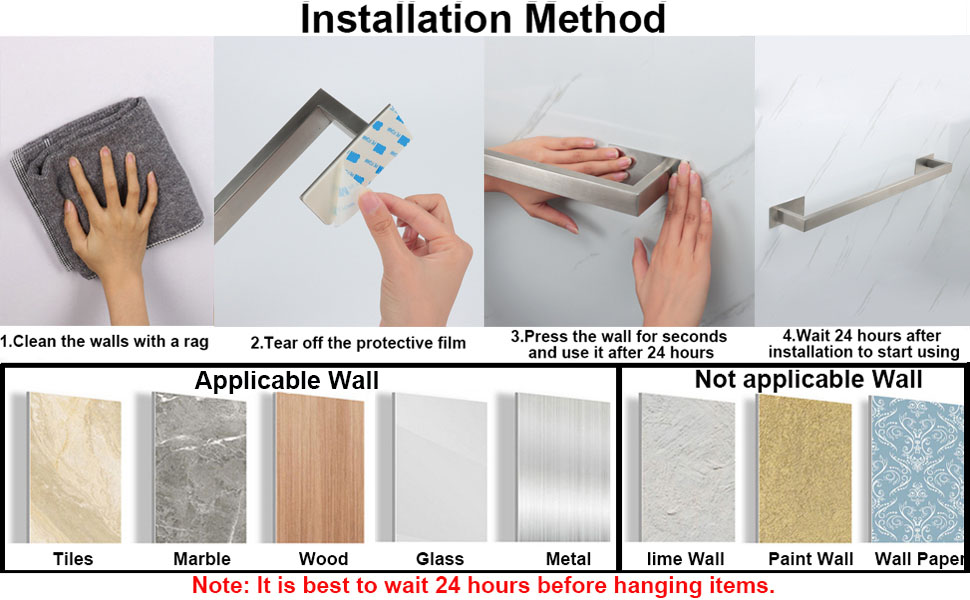 Vanloory Bathroom Towel Bar Self Adhesive, No Drilling