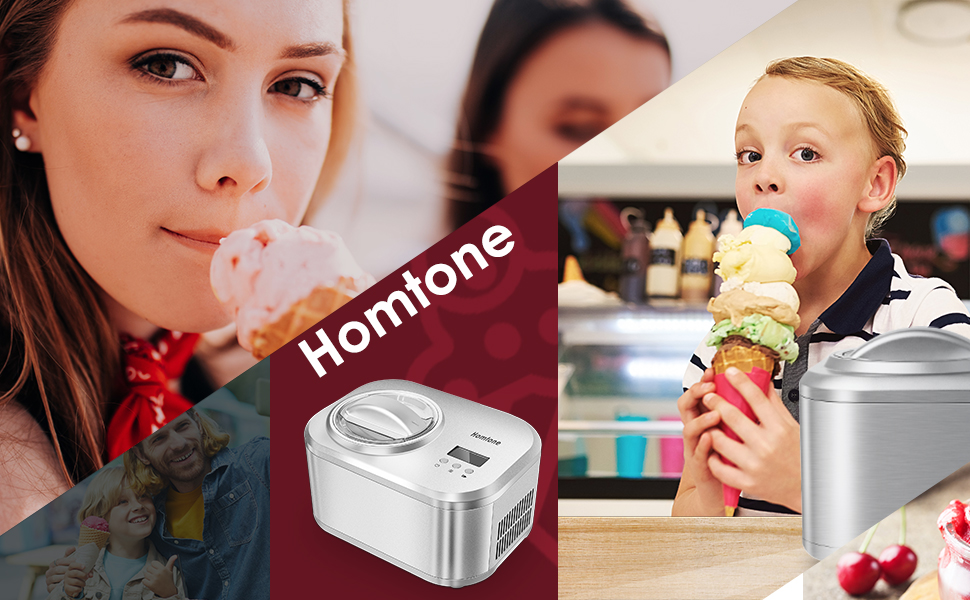 Homtone Ice Cream Maker 1 Quart, No preFreezing Automatic Ice Cream