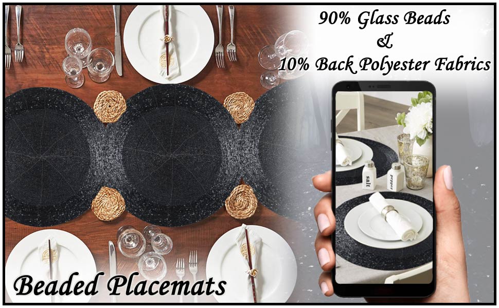 Beaded Placemats/Charger for dining Table Dia 13 inches