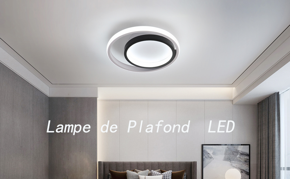 Plafonnier Led 33W 3300lm, Lampe De Plafond Rond Moderne, Luminaire Plafonnier 6000K Lumière Blanche Froide, Pour Cuisine, Salon, Chambre, Salle à Manger 10 02