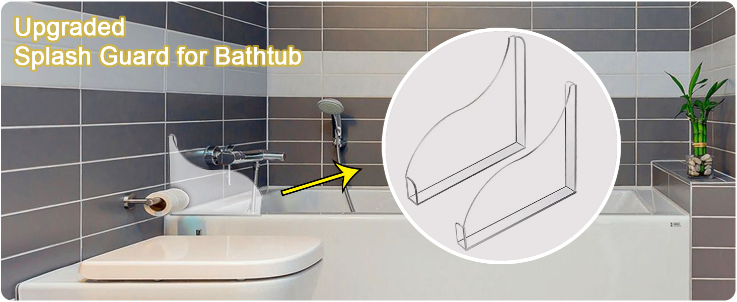 SEEBRIDER 2PCS Splash Guard for Bathtub, SelfAdhesive