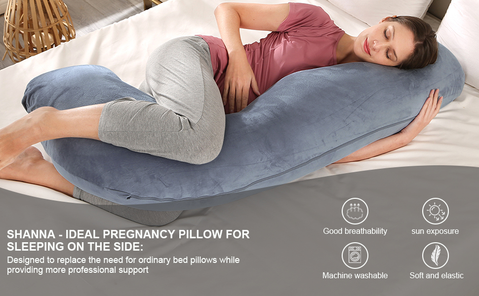 Pregnancy Pillow for Sleeping, J Shape Comfort Velvet Maternity & Body