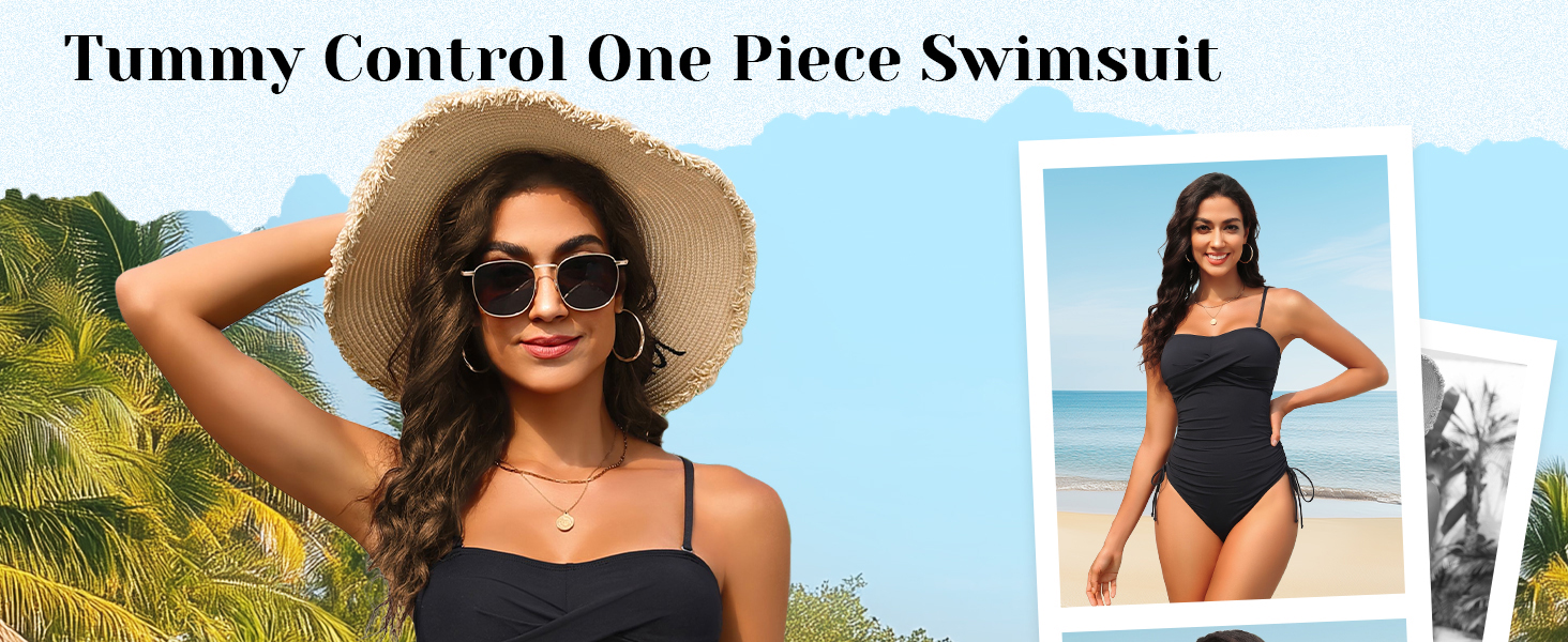 strapless swimsuit tummy control bathing suit cheeky swimsuit high cut swimwear1 piece ladies teen