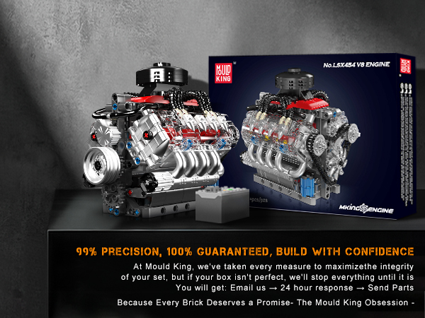Mould King V8 Engine Model Kit for Adults - 487+ PCS Build Your Own Visible Mini V8 Engine Kits