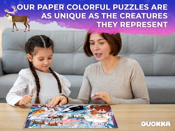 QUOKKA Learning Jigsaw Puzzles for Kids 4-6 Years Old 4X48 Puzzles Polar, Africa, City, Farm
