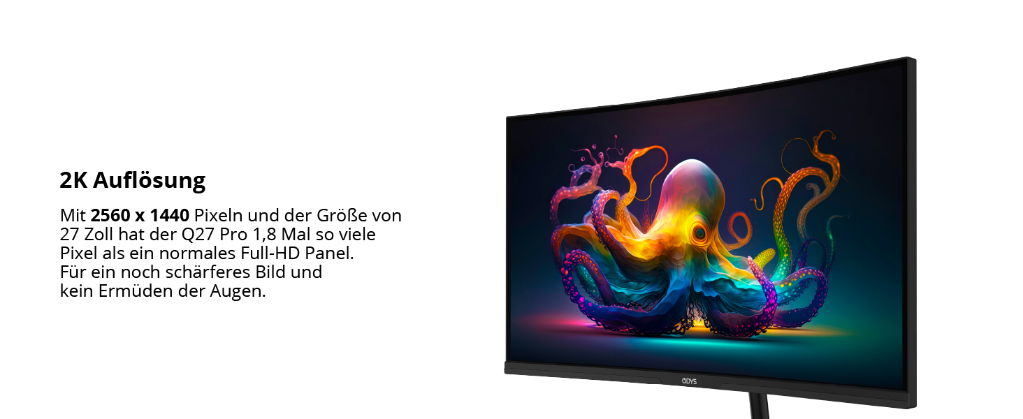 ODYS Q27 69cm WQHD Curved Office & Gaming Monitor Amazon.de Computer