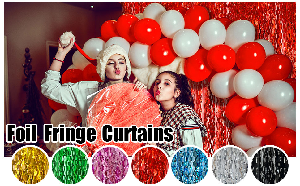 Wave Foil Fringe Curtain Tinsel Blue Streamers Photo