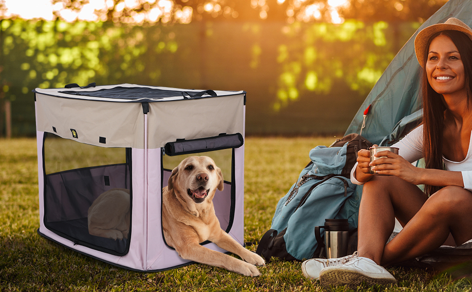 Collapsible Dog Crate Portable Dog Travel Crate, Foldable