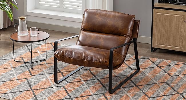 Modern Accent Chair Fabric Armchair For Living Room Occasional Tub Chair For Bedroom, Brown 14 1