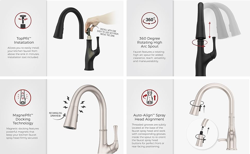 Pfister Alderwood Kitchen Faucet with Pull Down Sprayer and Soap