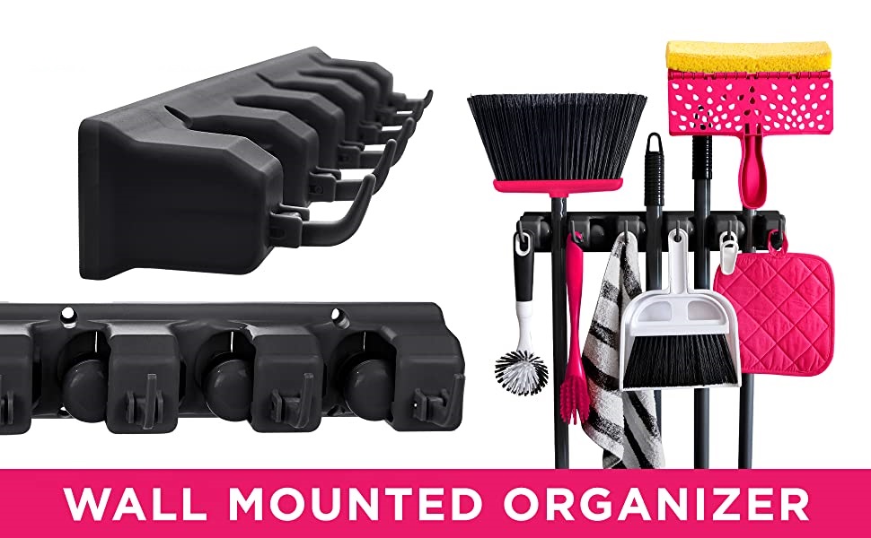 Kienlix Mop and Broom Holder Wall Mount, Heavy Duty Broom Holder Wall