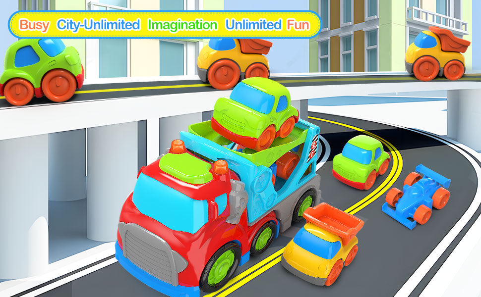 5 PCS Toy Trucks for 1 Year Old Boy Gifts, Mini Car Toys