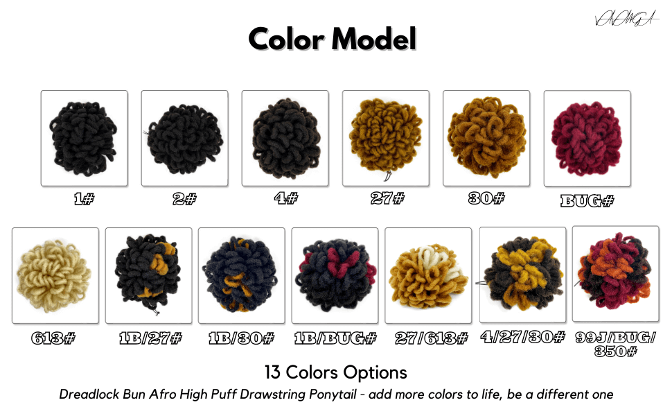 VAVANGA DreadLock Bun - Afro Puff Drawstring Ponytail Synthetic Faux Locs Crochet Braided Ponytail