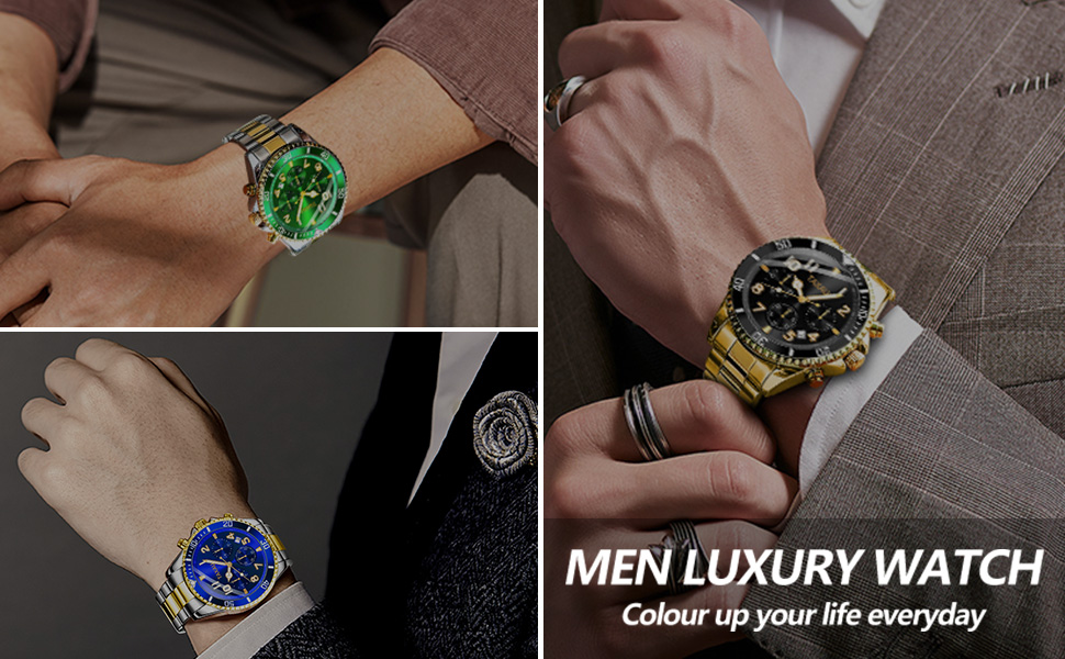 men's waterproof wrist watch analog quartz movement choronograph wrist watch