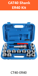 Accusize Industrial Tools 15-Pc ER40 Chuck Set Plus 1-Pc CAT40-ER40-80mm Chuck Holder