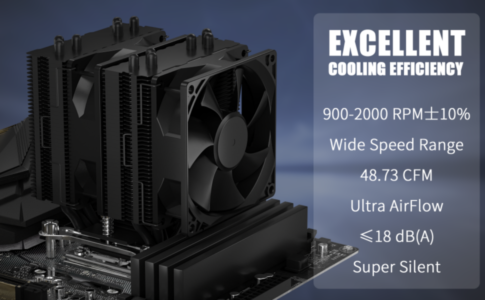 upHere D96K CPU Air Cooler,DualTower with Dual 92mm PWM Case Fan,for