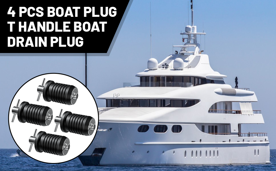 Piodelo 4 PCS Stainless Steel THandle Boat Drain Plug