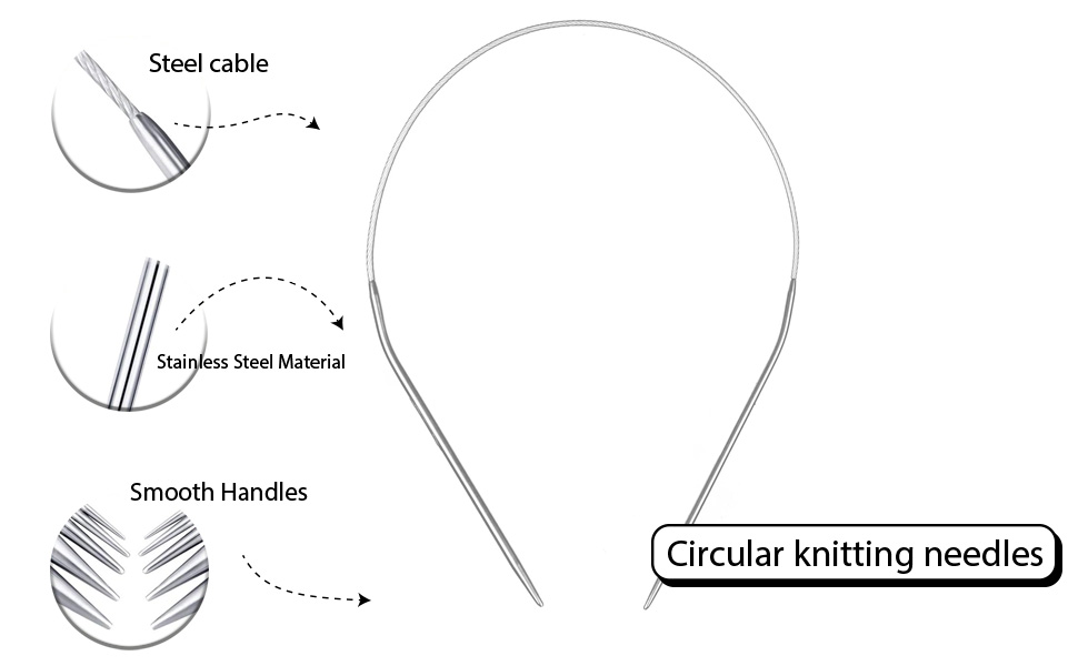 Stainless Steel Circular Knitting Needles Size 8 24inch
