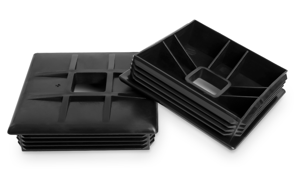 luxlead RV Bumper Plug End Cap, 4" Black Square Bumper Caps