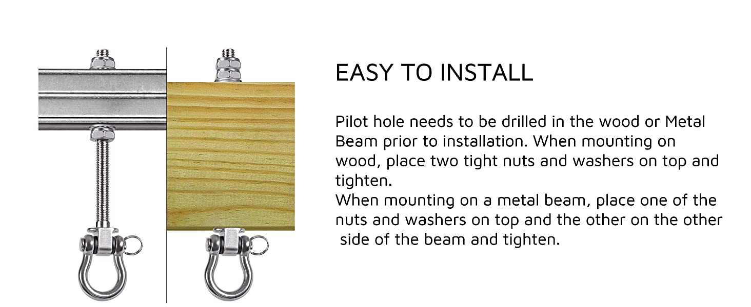 BeneLabel 6Pcs Hammock Bolts Swing Bolts Heavy Duty Wood Beam & IBeam