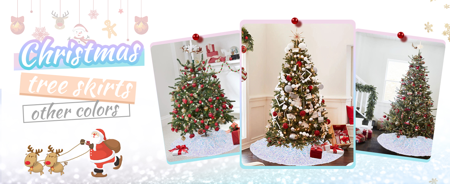 Iridescent White 24 Inch Sparkly Sequin Tree Skirt Mini