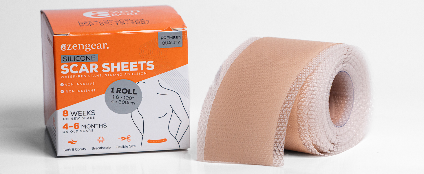 aZengear Silicone Scar Sheets Tape (4x300cm Roll) for Surgical Scars